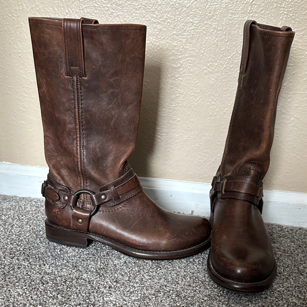 Frye Brown Leather Heeled Boots